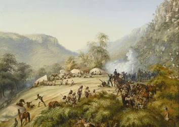 Das 74. Regiment in einem Gefecht auf den Höhen über Waterkloof, 1851